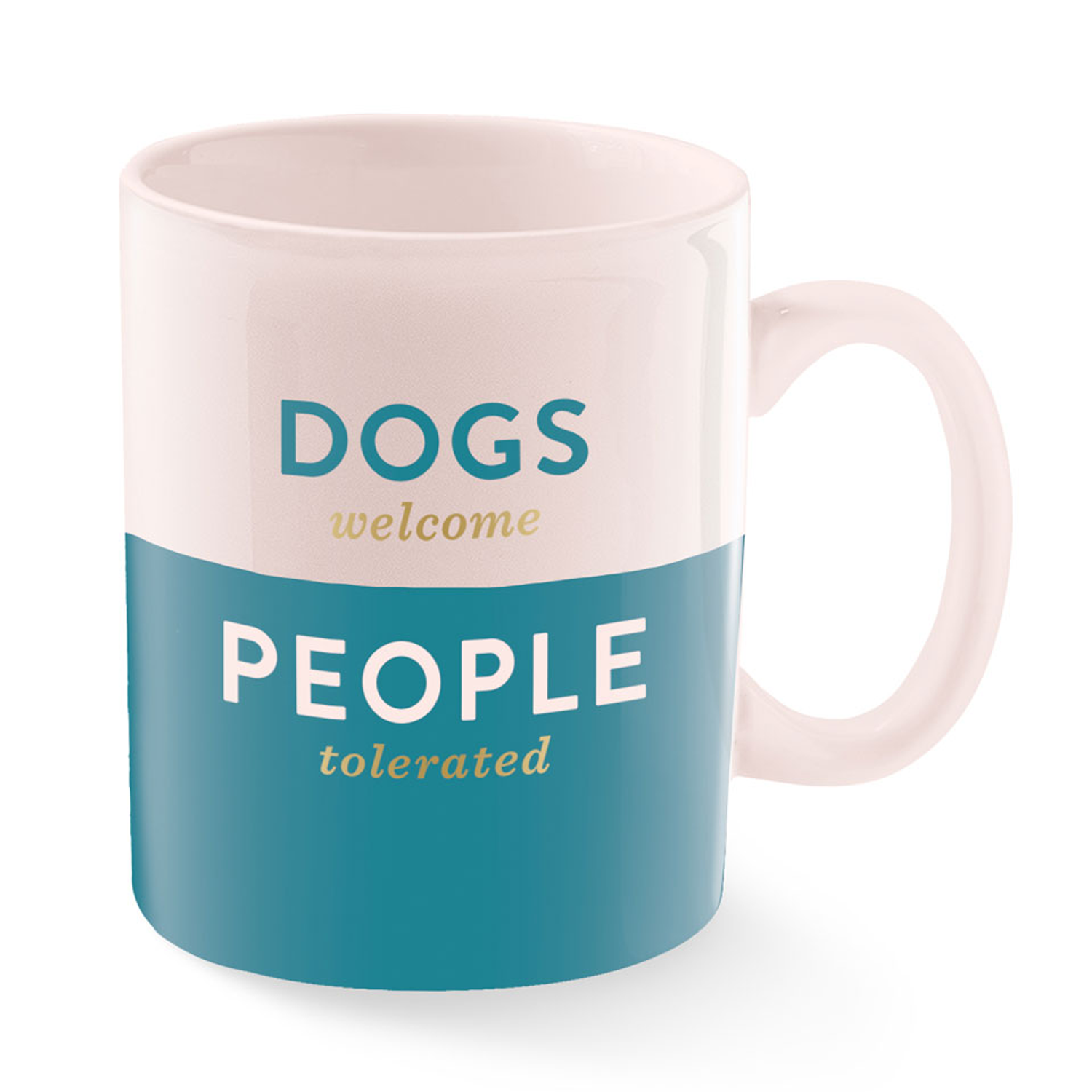 Dog Accessories - dogs welcome people tolerated pink and blue mug