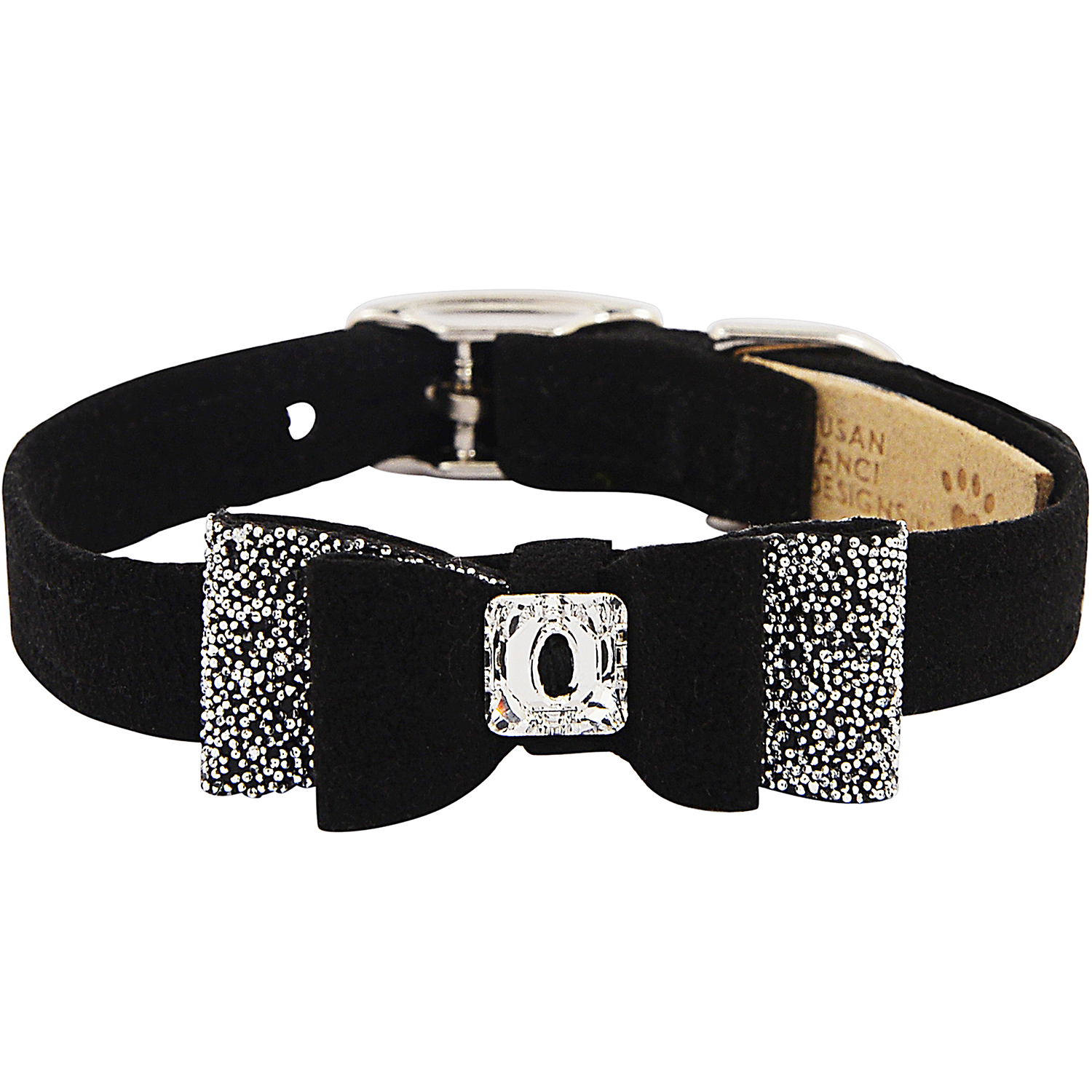 Pet Boutique - Dog Collar - Black Crystal Stellar Big Bow Pet Collar by Susan Lanci