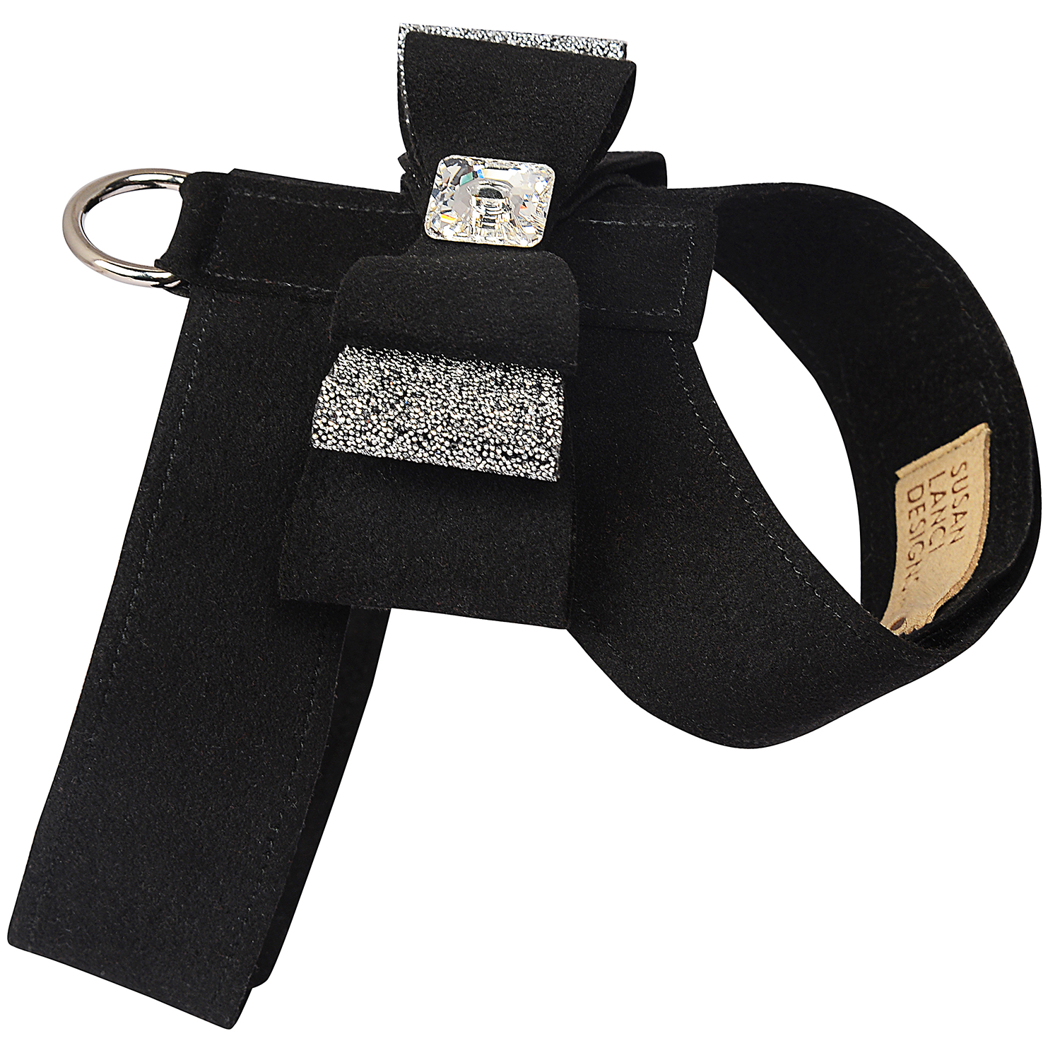 Pet Boutique - Dog Harness - Black Crystal Stellar Really Big Bow Tinkie Dog Harness by Susan Lanci