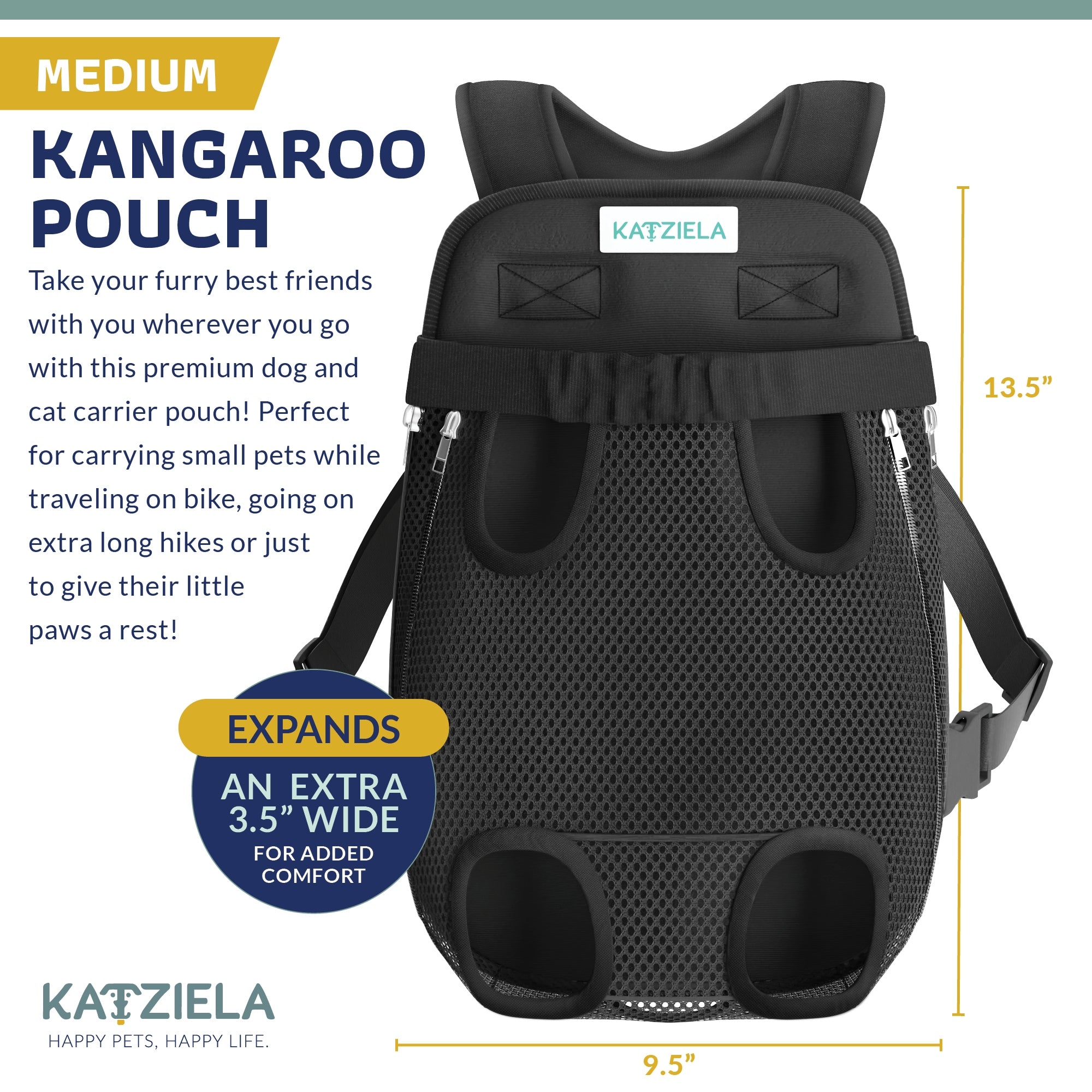 Dog Carrier - Dog Sling - Kangaroo Puppy Pouch by Katziela