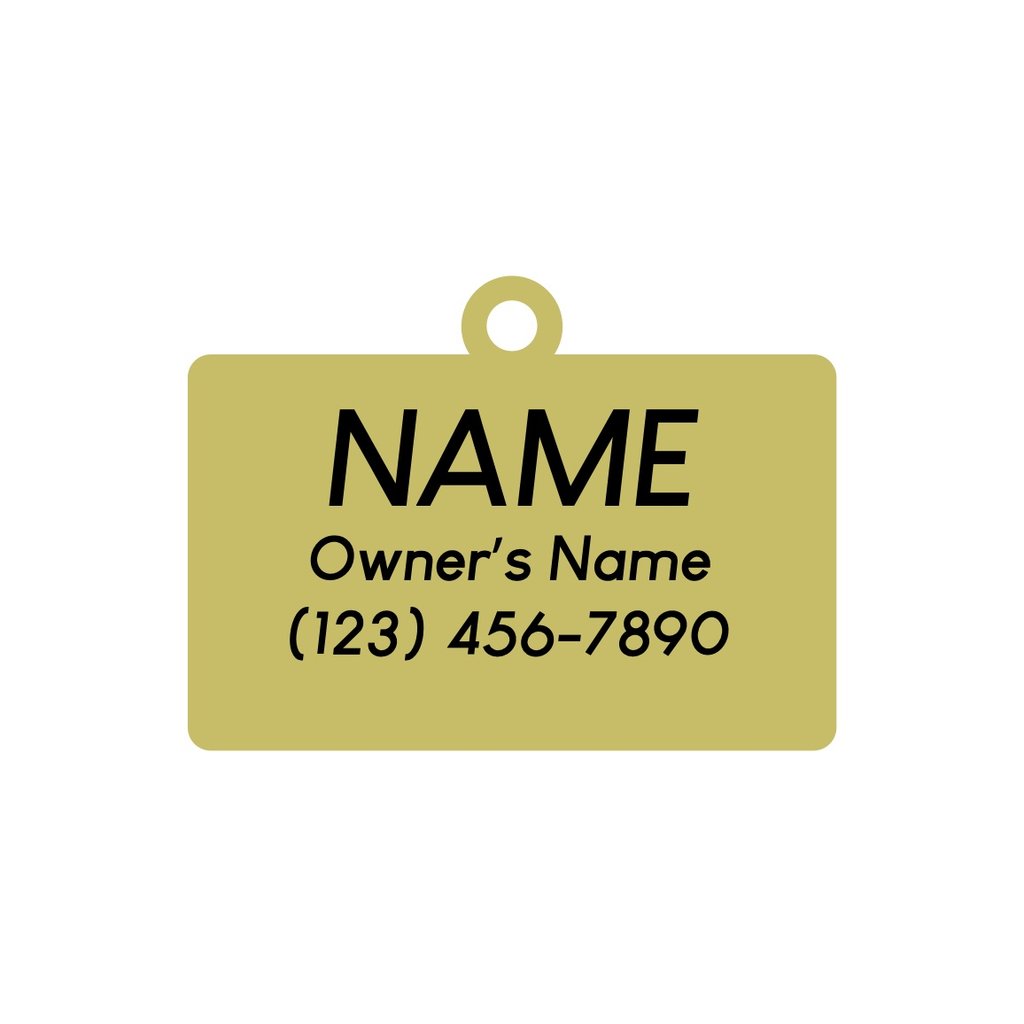Dog ID Tag - Gold Hello My Name Is Pet ID Tag - Sample Engraving