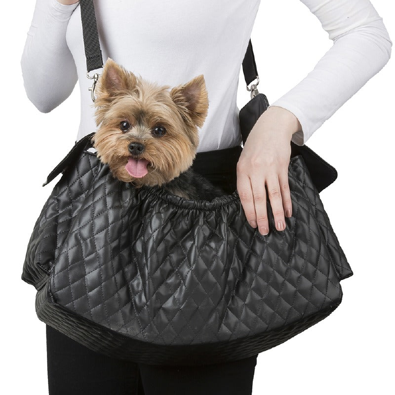 Dog Carrier - Black Quilted Gigi Dog Sling by Petote