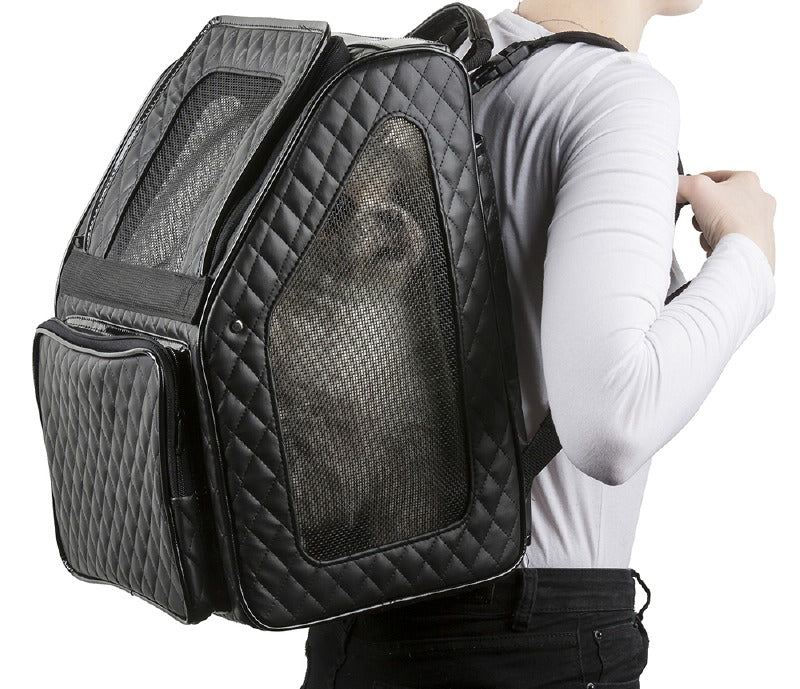 Dog Carrier - Black Quilted RIO Rolling Pet Carrier by Petote