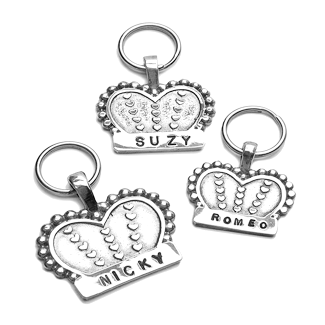 Pet Boutique - Dog Collar Tag - Sterling Silver Crown Pet ID Tag
