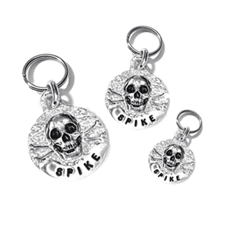 Pet Boutique - Dog Accessories - Dog ID Tags - Sterling Silver Skull