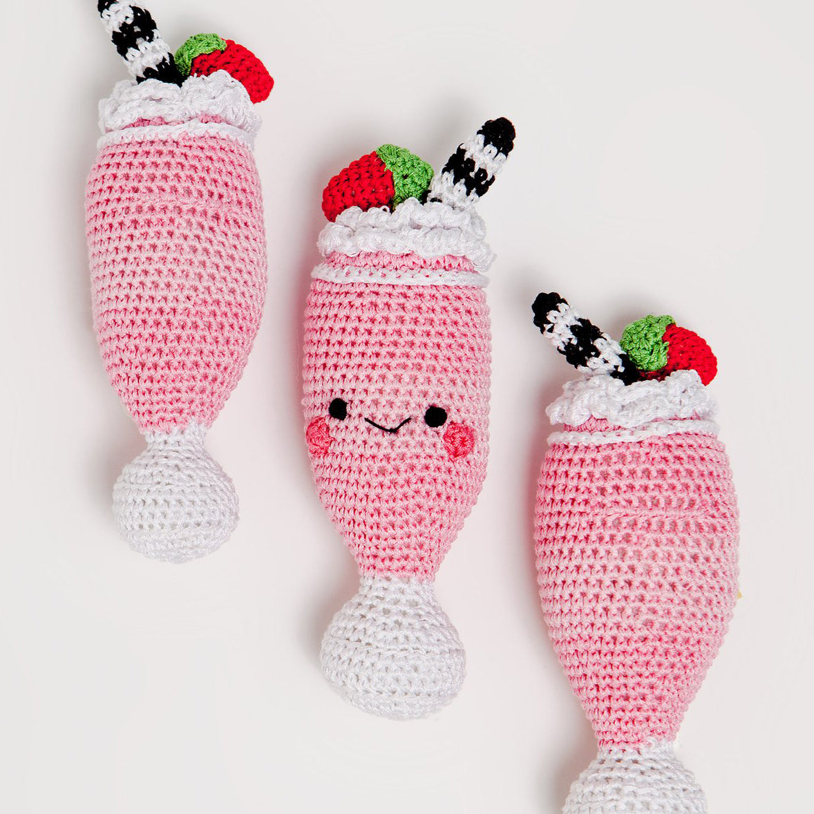 pink crochet milkshake dog toy