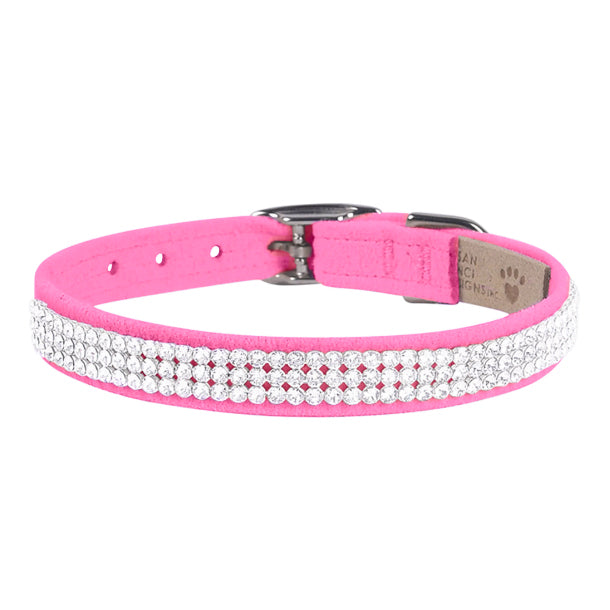 Giltmore 3-Row Crystal Pet Collar: Pink Sapphire