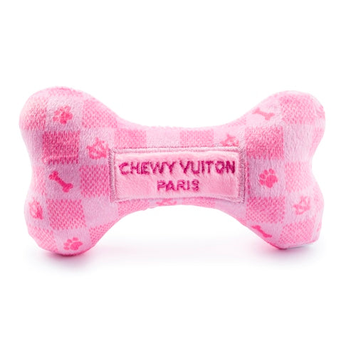 Pink Chewy Vuiton Checker Dog Bone