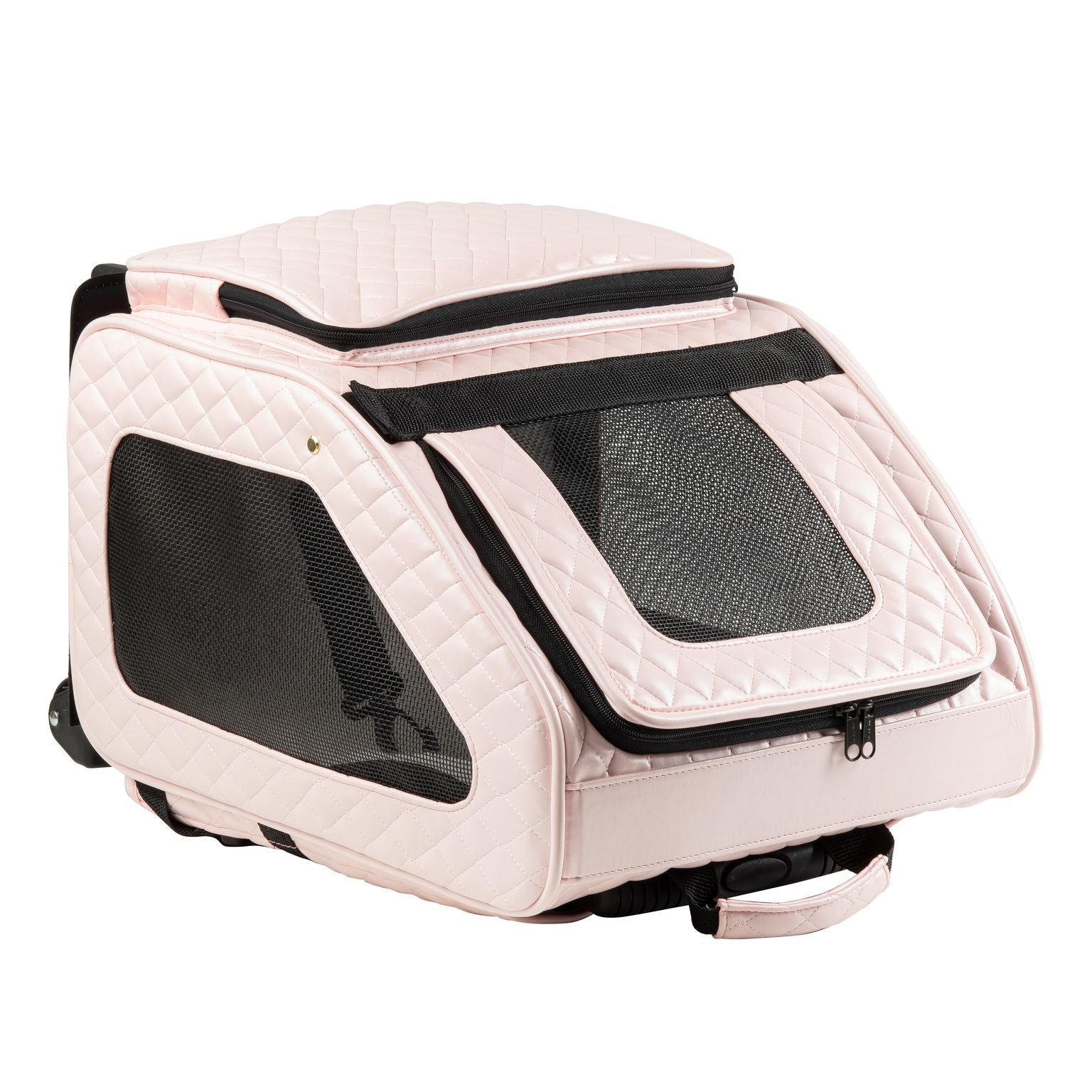RIO Quilted Rolling Pet Carrier: Pink
