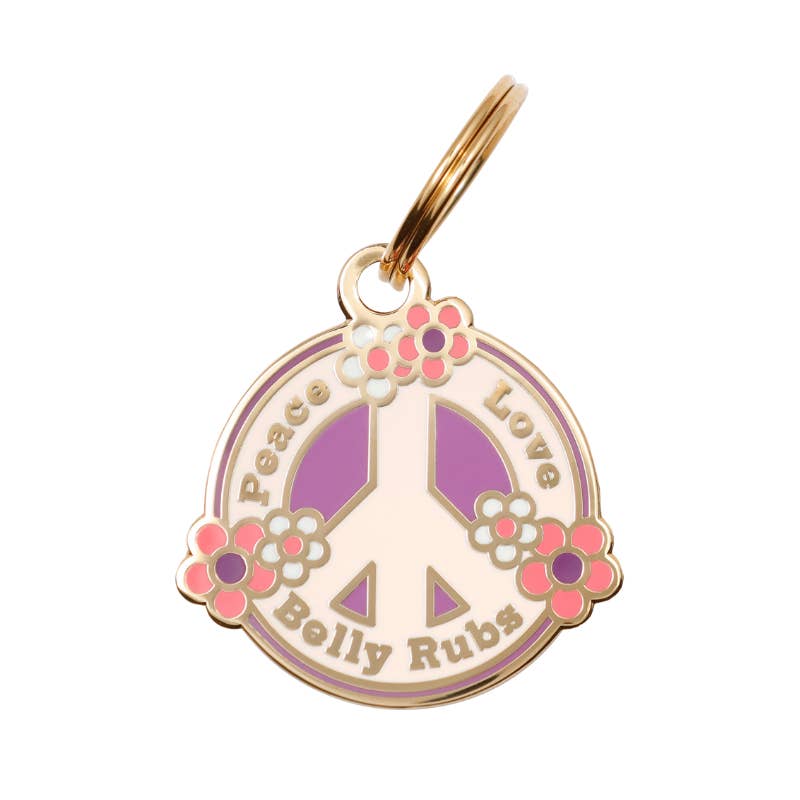 Peace, Love, and Belly Rubs Pet Id Tag