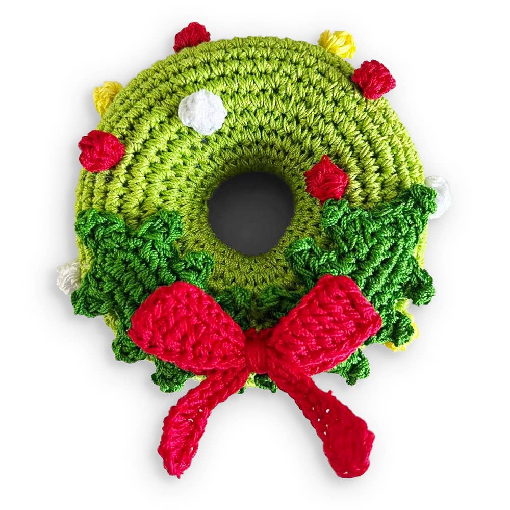 Crochet Christmas Wreath Dog Toy