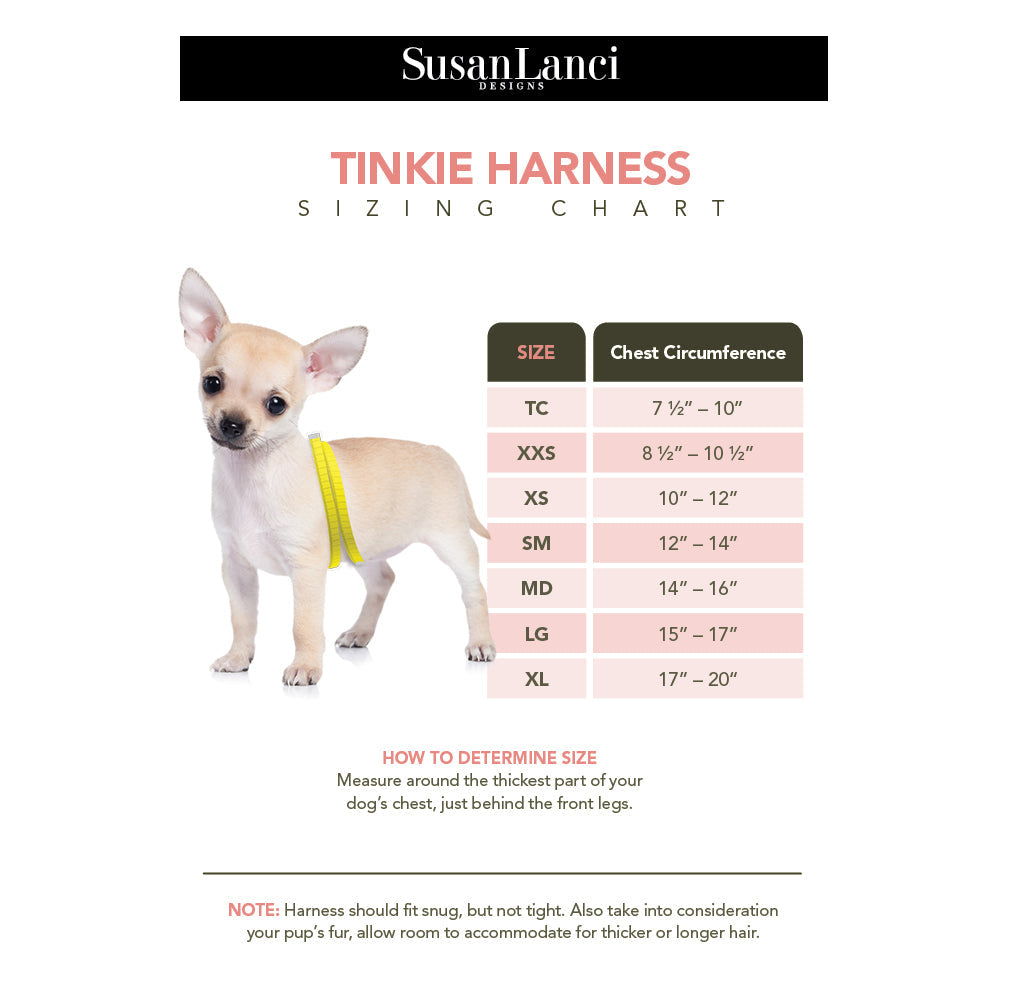 Crystal Stellar Really Big Bow Tinkie Dog Harness: Black & White