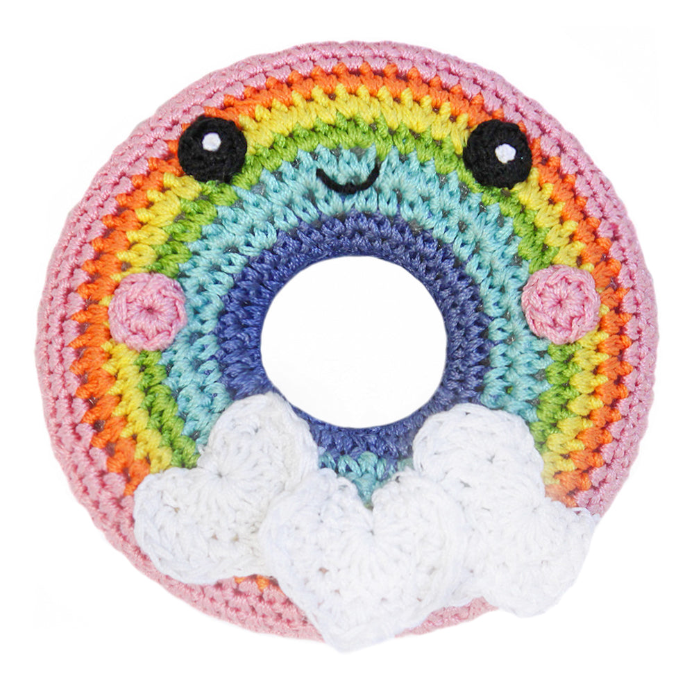 rainbow donut crochet dog toy