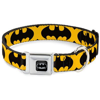 Pet Boutique - Dog Collars - Dog Leash - Bat Signal: Black & Yellow Dog Collar/ Leash by Buckle-Down