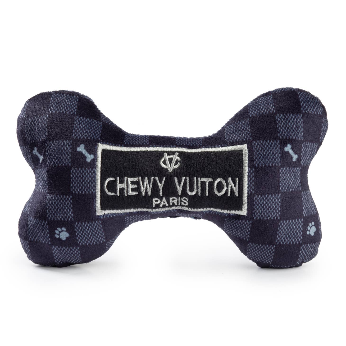 Black Chewy Vuiton Checker Dog Bone