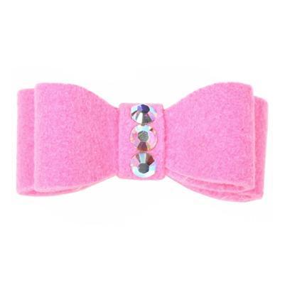 Dog Bows - Perfect Pink 3-Stone Dog Hair Bow by Susan Lanci