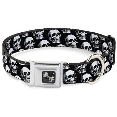 Pet Boutique - Dog Collars - Dog Leash - 3-D Skulls: Black & Gray Dog Collar/ Leash by Buckle-Down