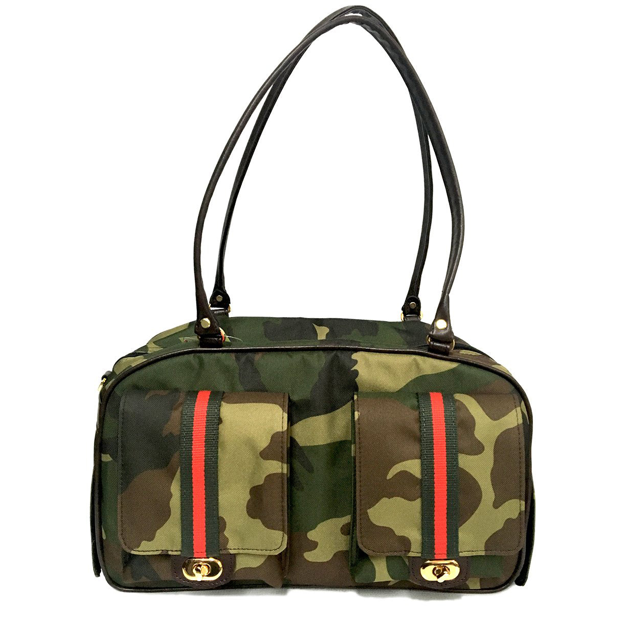 Designer Dog Carrier - Marlee Dog Carrier: Camo with Red Stripes by Petote