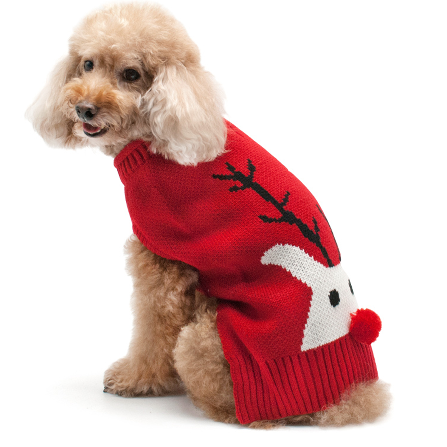 Red Nose Reindeer Dog Sweater Christmas Holiday