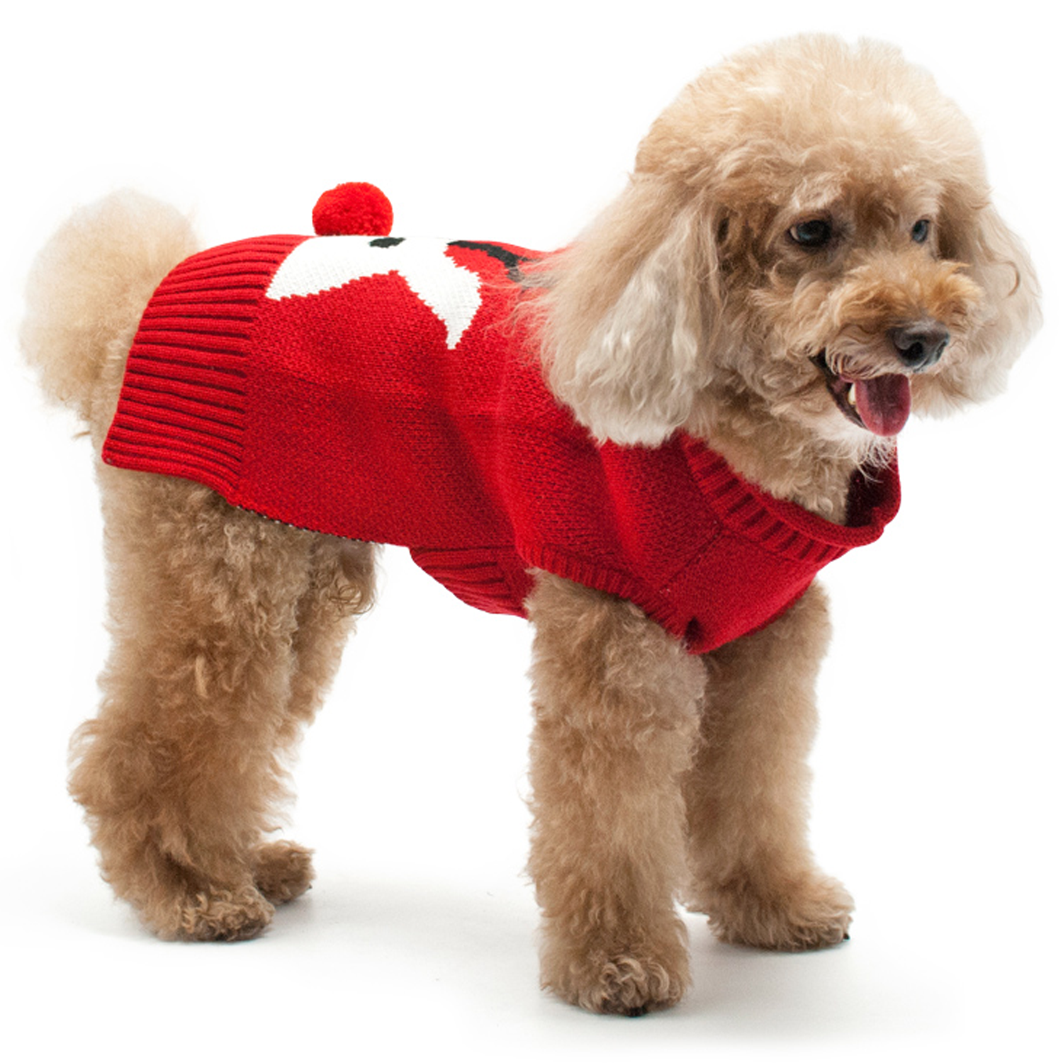 Red Nose Reindeer Dog Sweater Christmas Holiday
