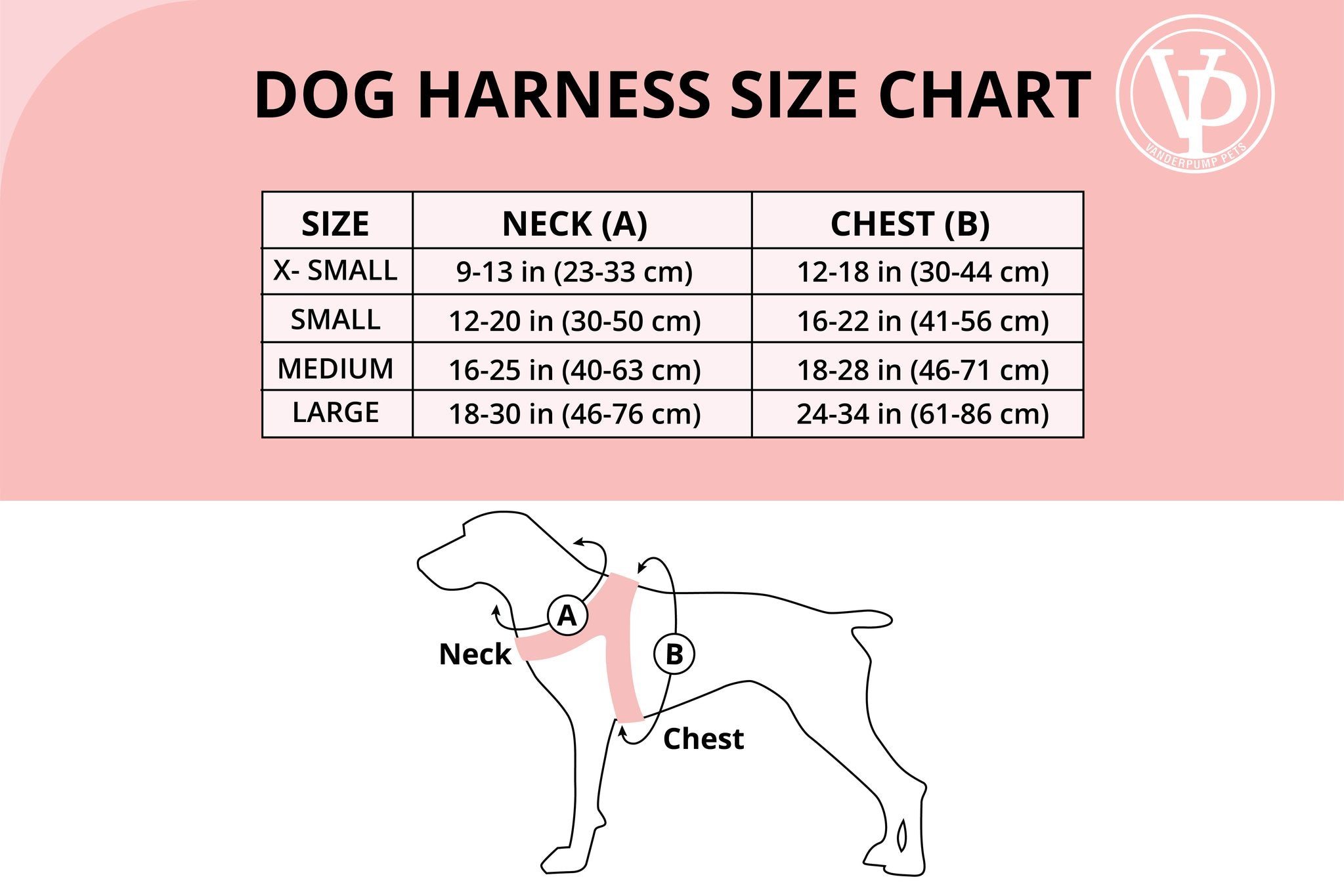 Pet Boutique - Dog Harness Size Chart - VP Harness : Black by Vanderpump Pets