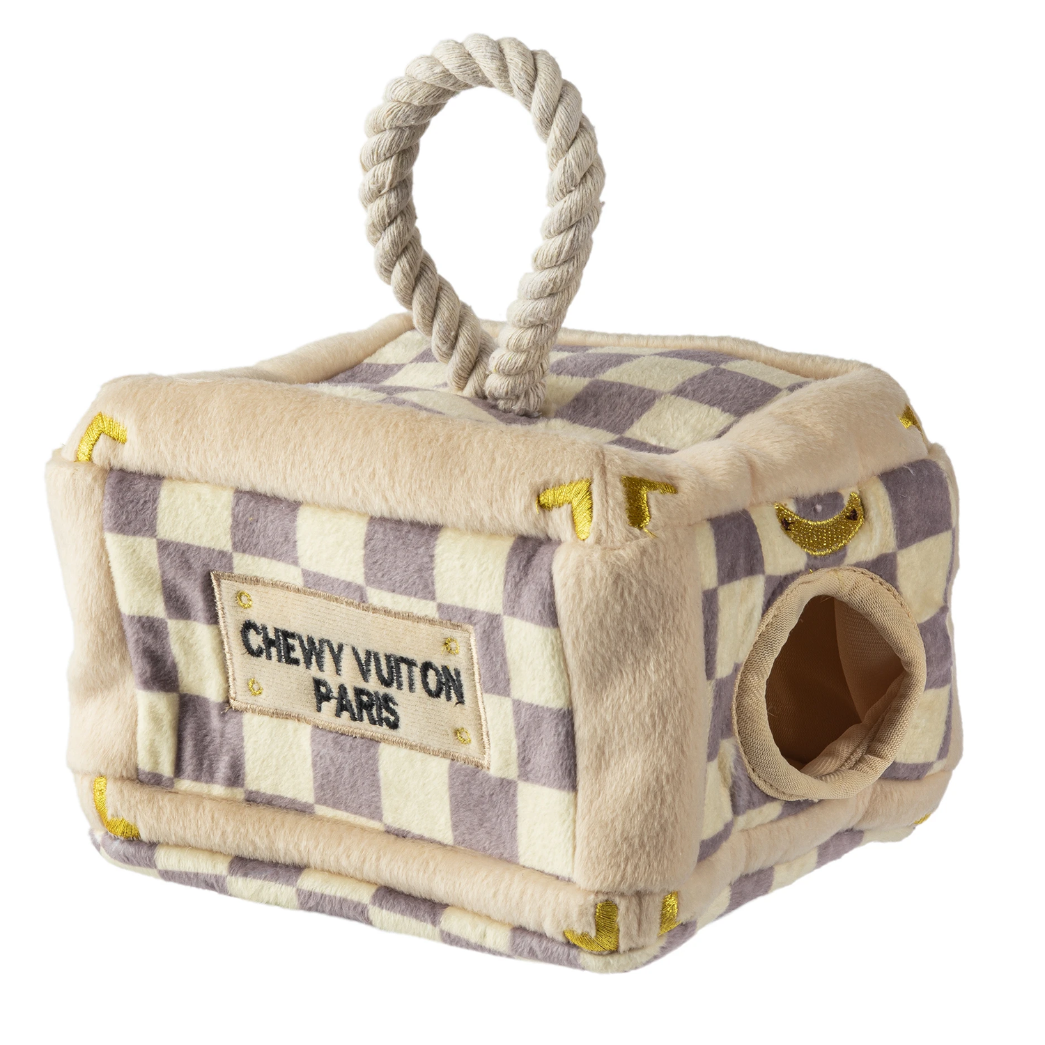 Pet Boutique - Checker Chewy Vuiton Trunk Interactive Dog Toy by Haute Diggity Dog