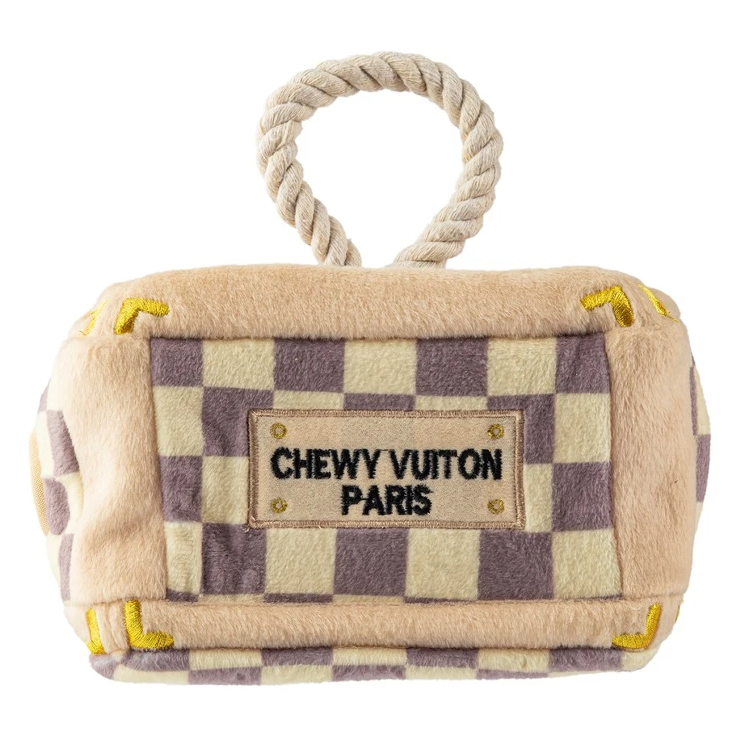Pet Boutique - Checker Chewy Vuiton Trunk Interactive Dog Toy by Haute Diggity Dog