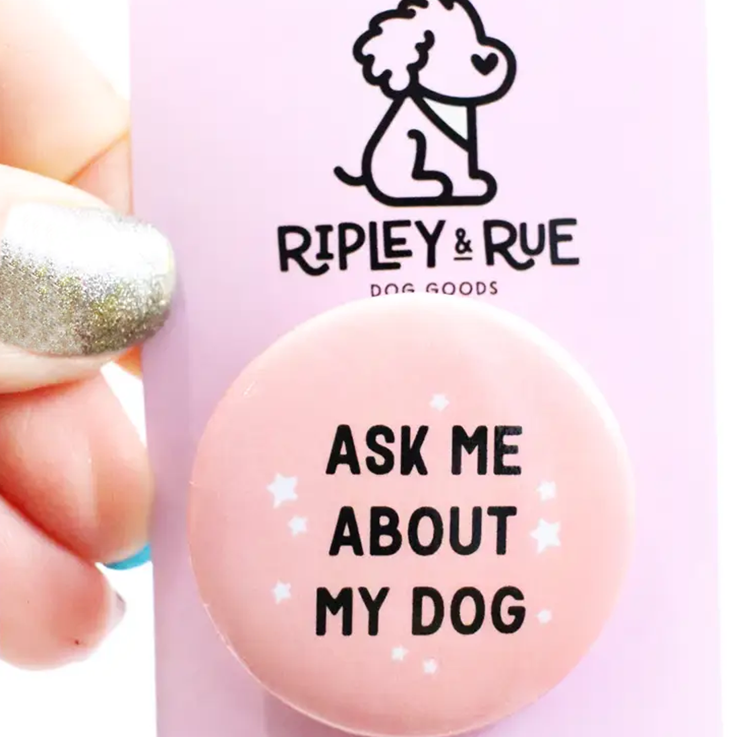 Dog Accessories - Dog Gift - Ask me about my dog pink button