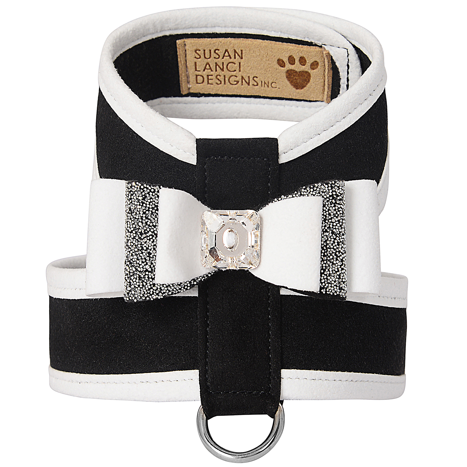 Pet Boutique - Dog Harness - Black & White Crystal Stellar Really Big Bow Tinkie Dog Harness by Susan Lanci