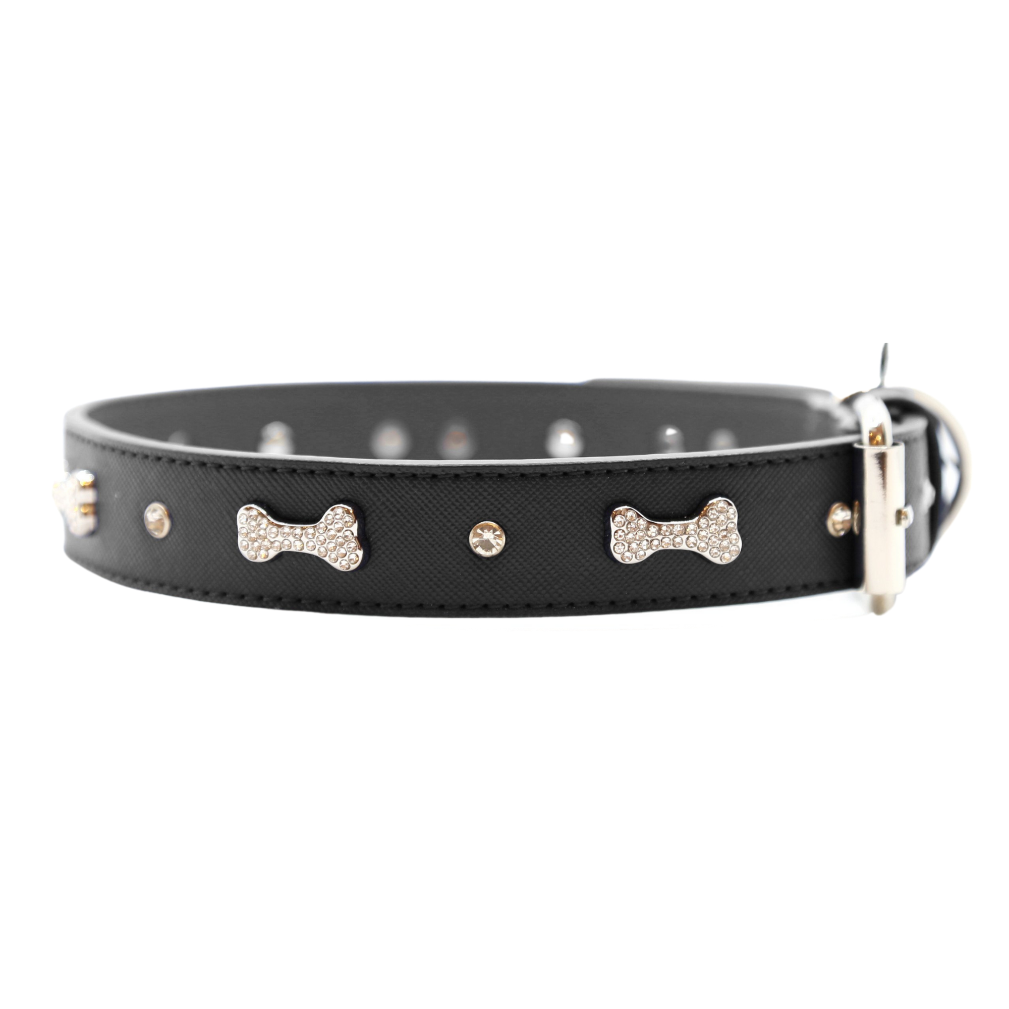 Pet Boutique - Dog Collar - VP Designer Diamond Bone Collar: Black by Vanderpump Pets