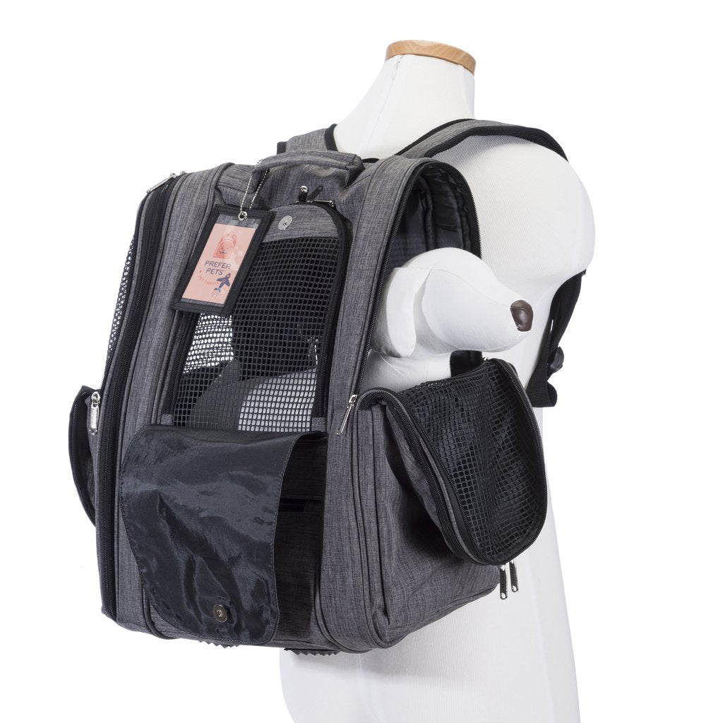 Dog Carrier - Grey Adventure Backpack by Prefer Pets