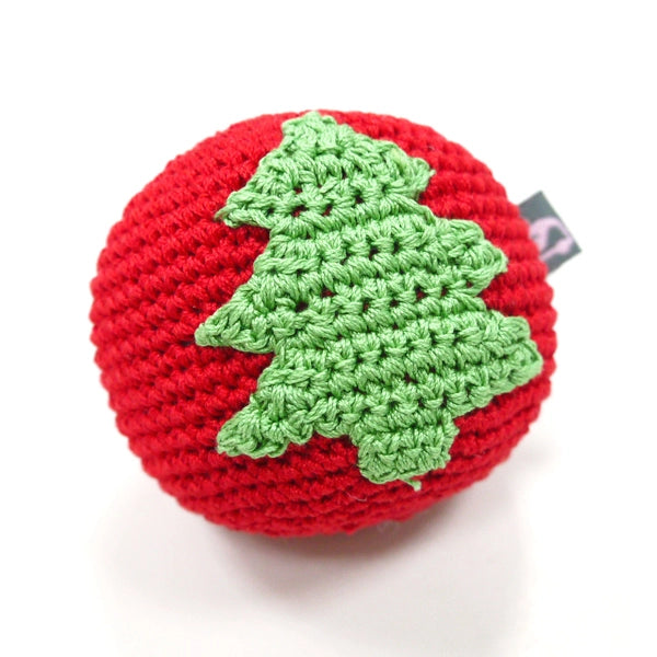 Crochet Christmas Tree Ball Dog Toy