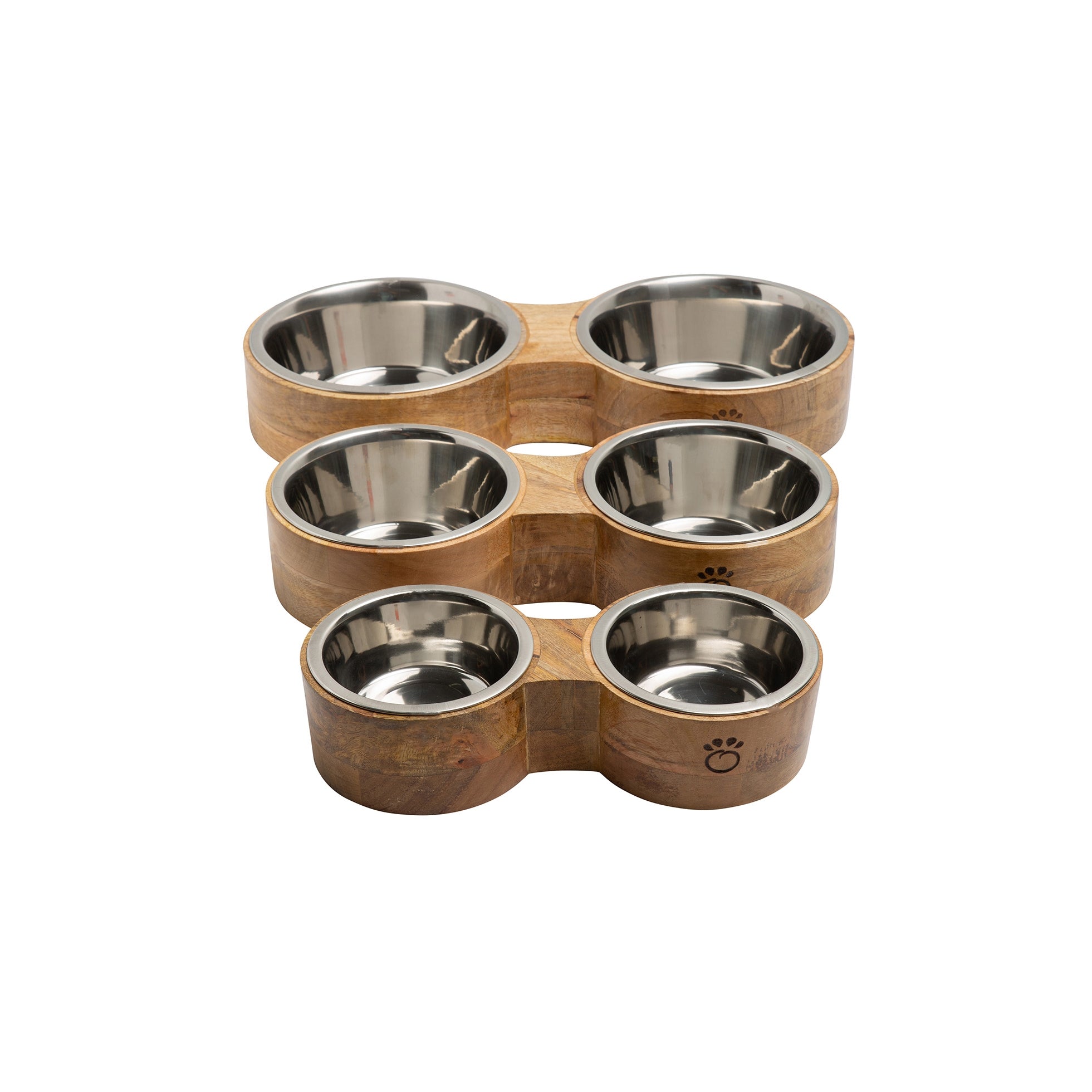 Pet Boutique - Dog Dining - Dog Bowls - Wood & Metal Double Dog Feeder by GF Pet