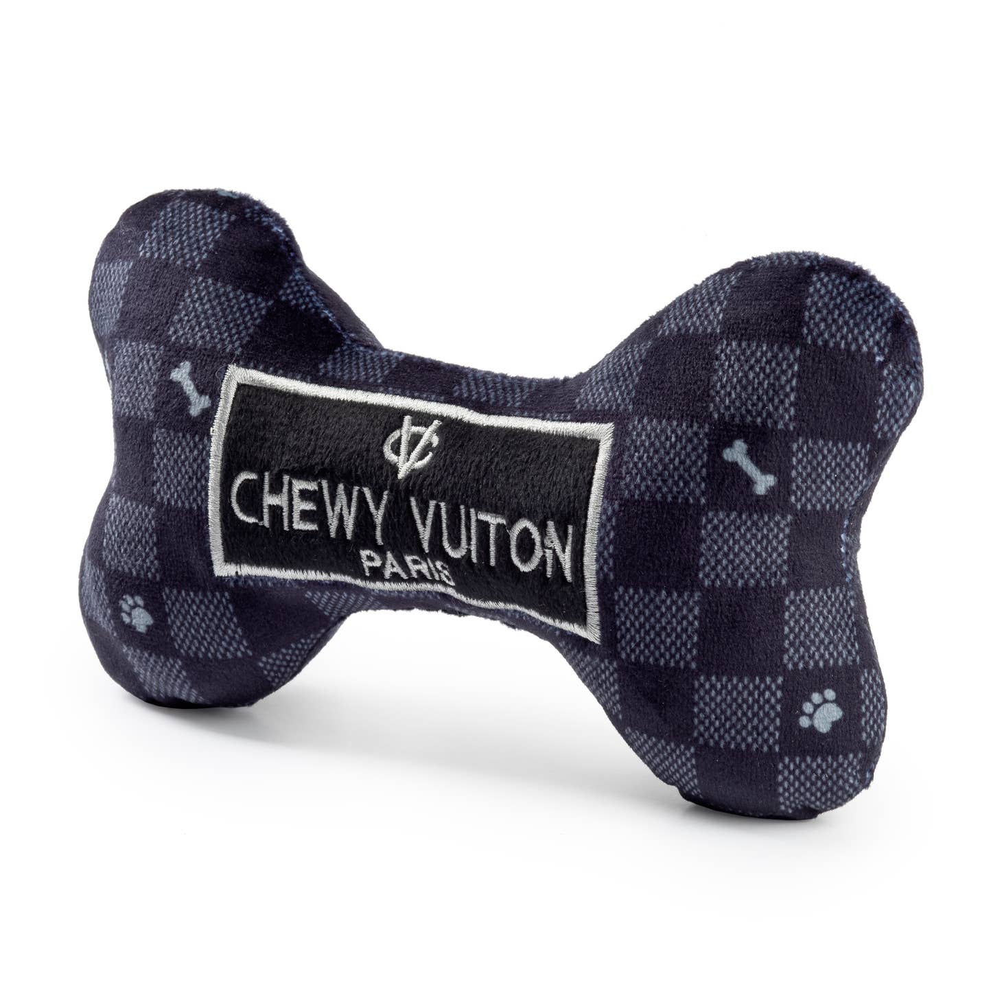 Black Chewy Vuiton Checker Dog Bone