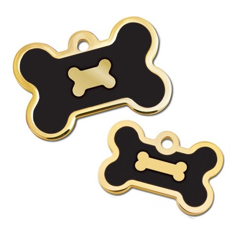 Dog ID Tag - Gold and Black Bone Pet ID Tags by Hillman Group