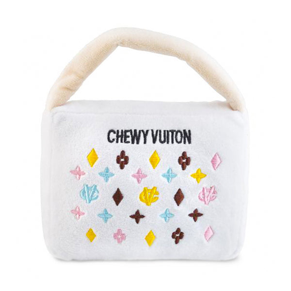 Dog Toy - White Chewy Vuiton Purse Dog Toy by Haute Diggity Dog