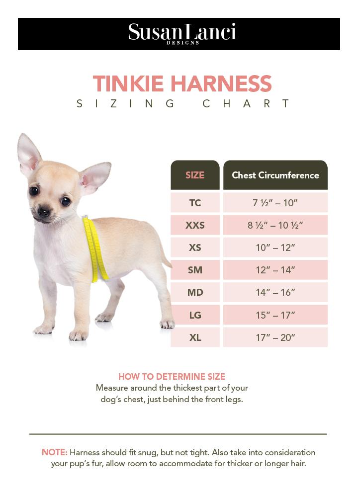 Pet Boutique - Dog Harness Sizing Chart - Big Bow Scotty Tinkie Harness by Susan Lanci