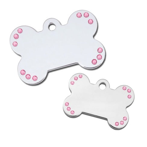 Diva Dog ID Tag - Pink Bling Bone Pet ID Tag with Swarovski™ crystals by Hillman Group