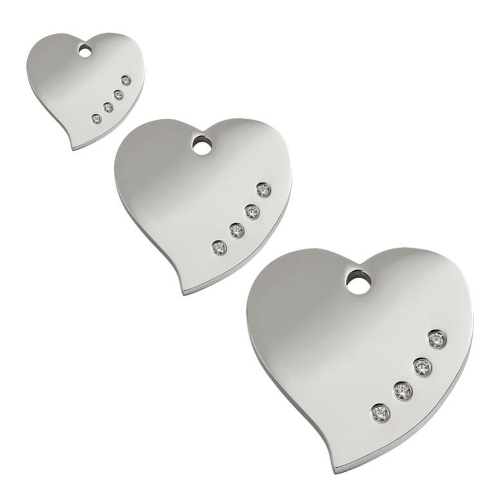 Pet ID Tag - Stainless Steel Diamante Heart Pet ID Tag by RedDingo