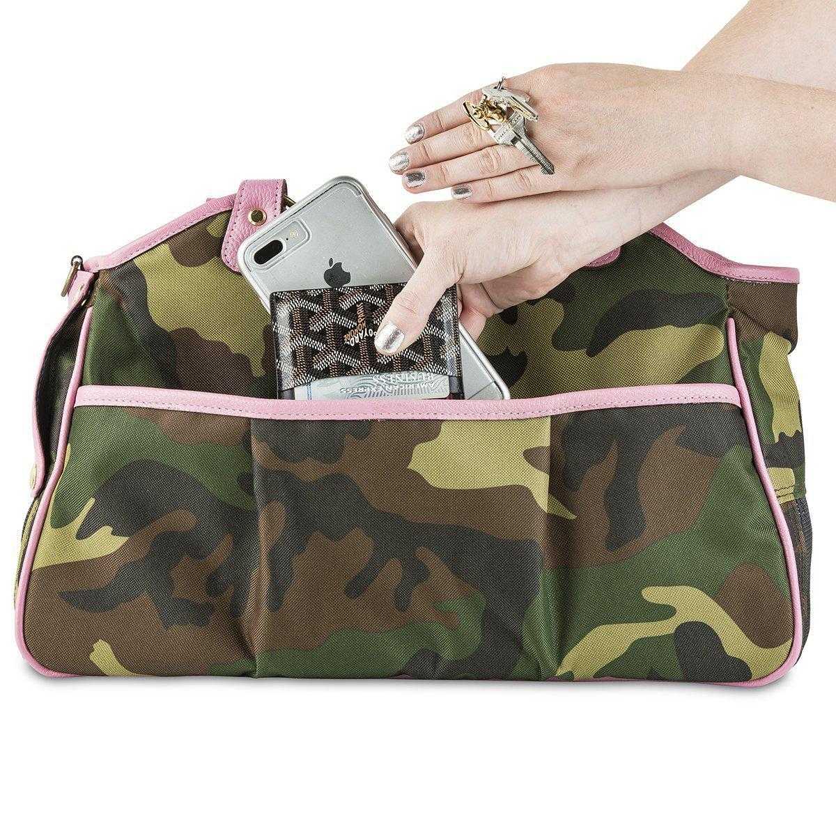 Designer Dog Carrier - Camo & Pink Metro Pet Carrier by Petote