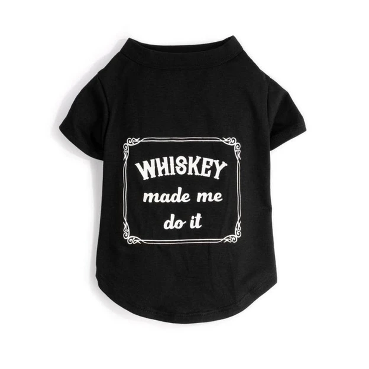 Black Whiskey Made Me Do It Dog Tee for small dogs and teacup puppies