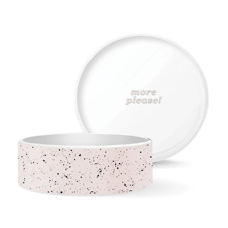 https://shop.teacupspuppies.com/cdn/shop/products/fringe-studio-pink-speckled-more-please-dog-bowl_1200x1200.jpg?v=1561822759