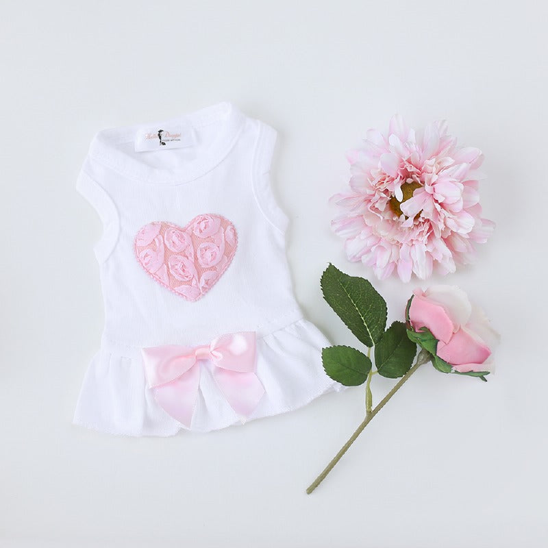 Dog Clothes - Puff Heart Dog Dress: Pink by Hello Doggie