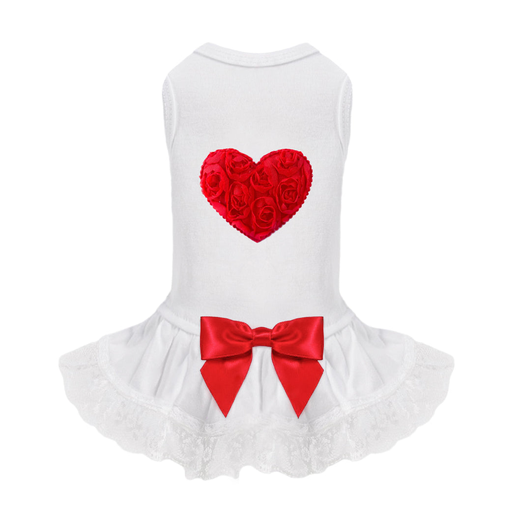 Lacey Puff Heart Dog Dress: Red