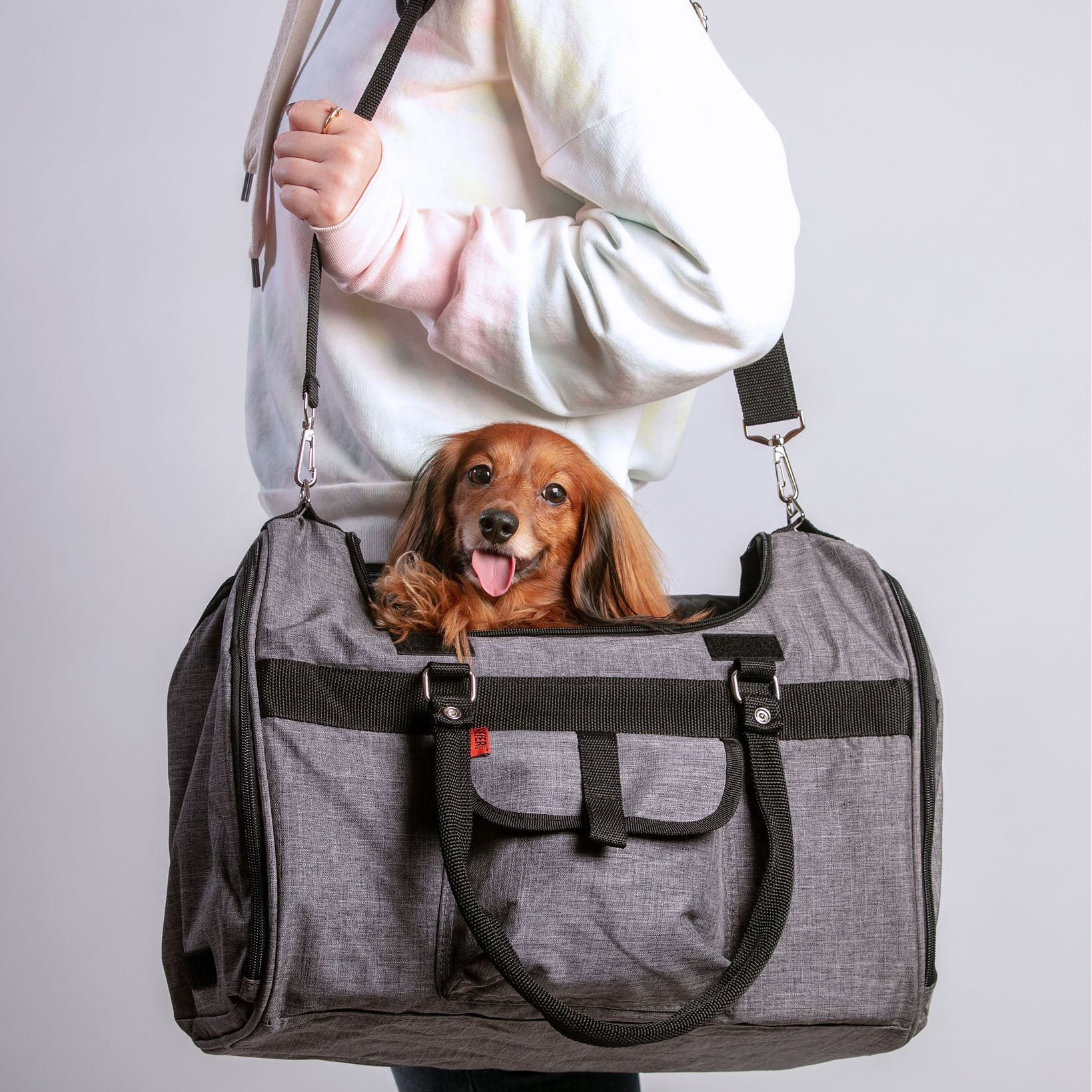Dog Carrier - Grey Hideaway Duffel Carrier by Prefer Pets