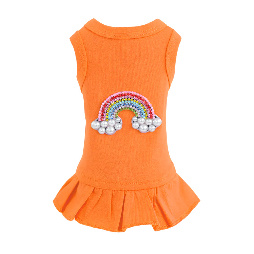 Rainbow Dog Dress: Orange
