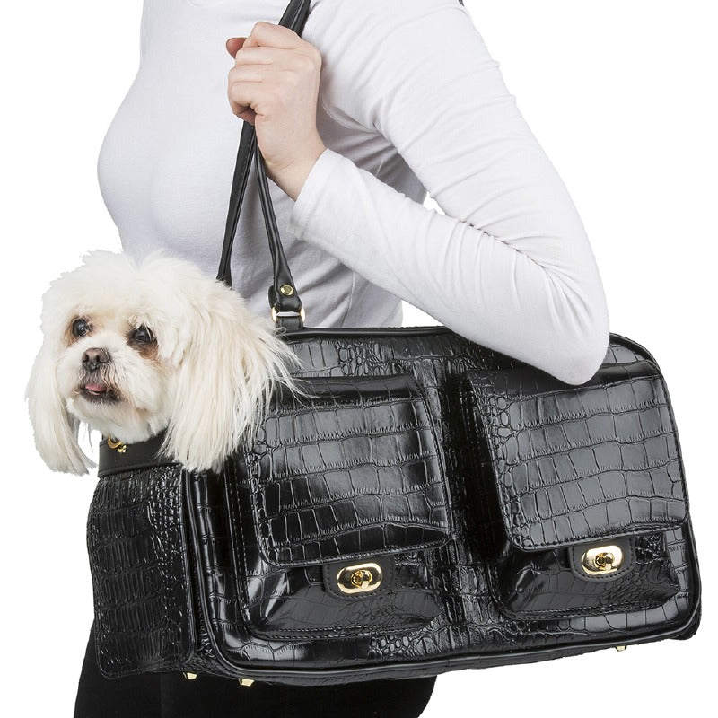 Designer Pet Carrier - Black Croco Marlee Dog Carrier by Petote