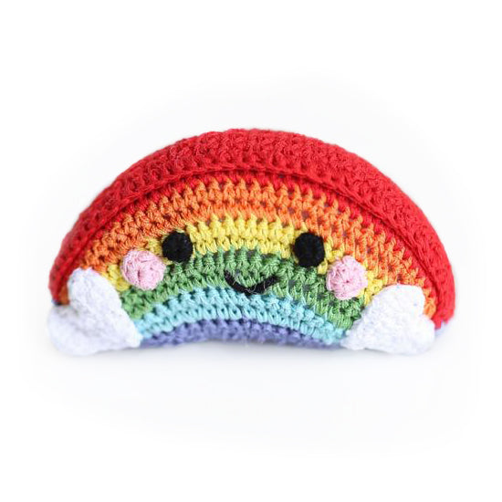 crochet rainbow dog toy for small dogs and tiny teacup puppies