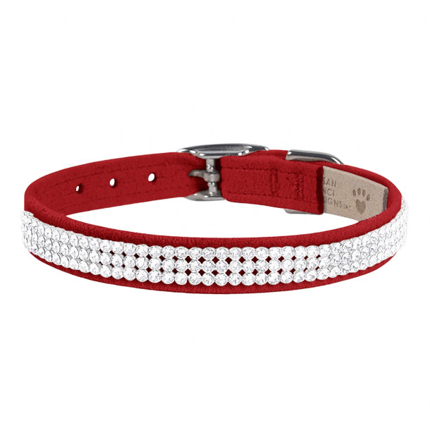 Giltmore 3-Row Crystal Pet Collar: Red