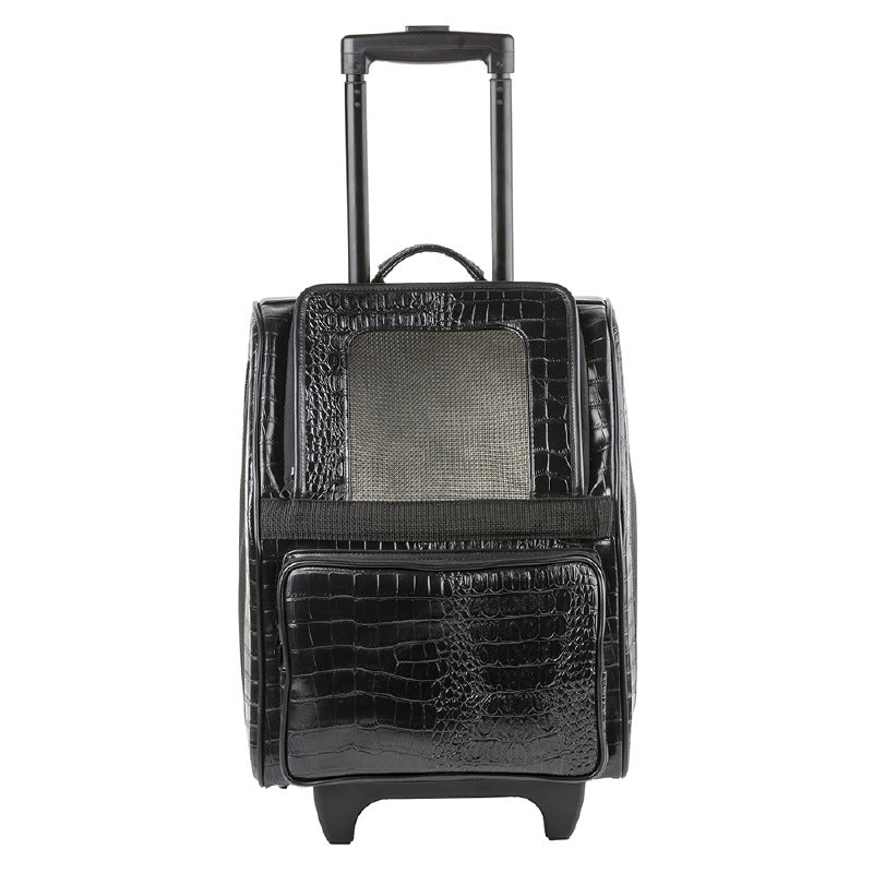 Dog Carrier - Black RIO Croco Rolling Pet Carrier by Petote